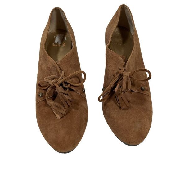 Anne Klein Light Brown Suede Leather zipper Lace Up Ankle Booties With Heels - Picture 12 of 12